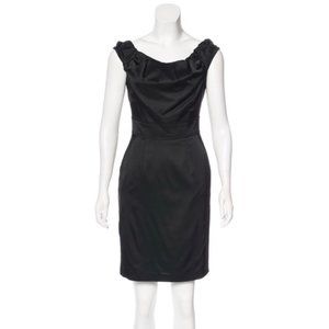Anthropologie Laila Azhar black satin Cocktail Dress with pockets size 8
